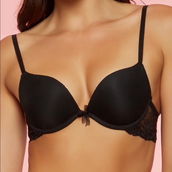 Lace Detail Push Up Black Bra - Picture 1 of 2